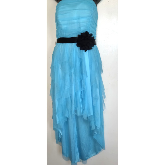 Vintage Y2K Aqua Deb Store Dress 1X Strapless Tulle Hi Low Prom Formal Cruise - Picture 3 of 16